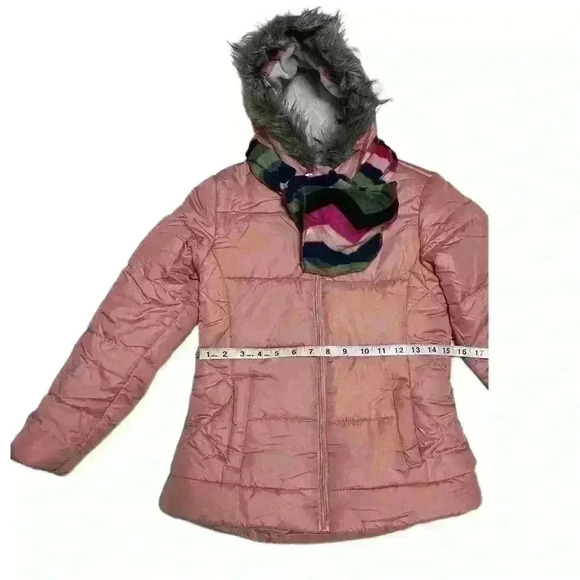 S Rothschild & CO Big Girls Solid Quilted Puffer Jacket and Scarf Set M 10/12 - Picture 6 of 15